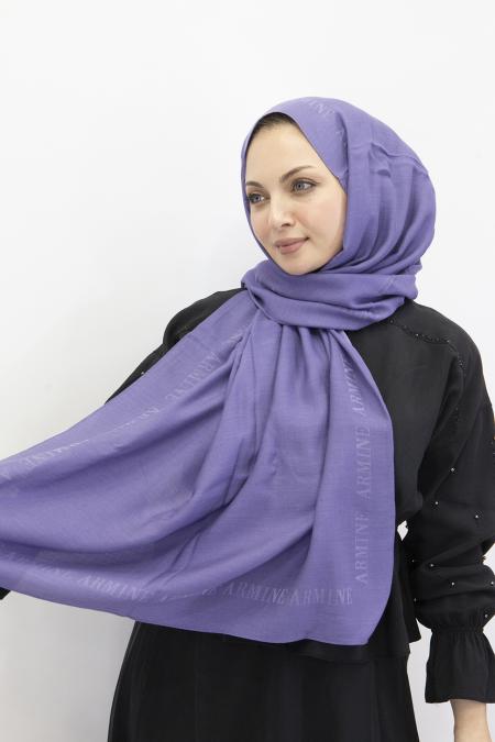 Armine Logo Bordürlü Pamuk İpek Şal 