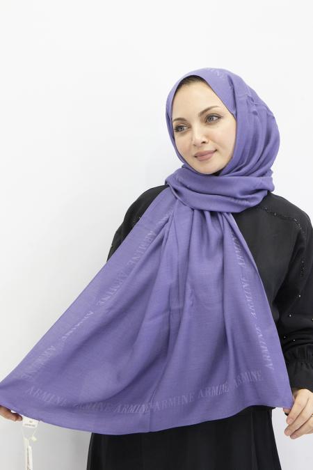 Armine Logo Bordürlü Pamuk İpek Şal 
